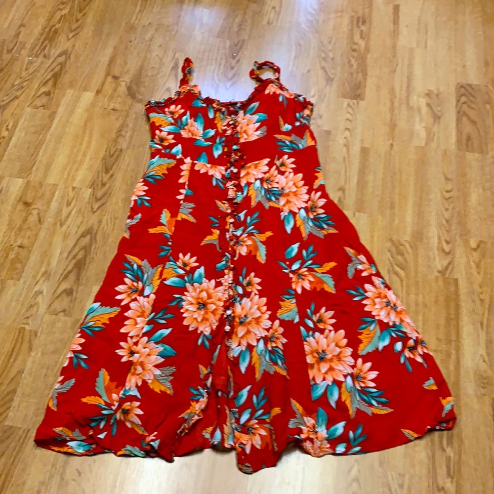 Forever 21 red granny floral midi dress, size large.